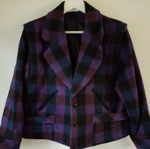 Purple Plaid Pea Coat